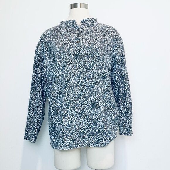 Vintage Cherokee Ditsy Floral Thermal Henley Top Shirt S Oversized - Picture 2 of 8